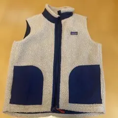 patagonia フリースベスト XL ホワイト/ネイビー