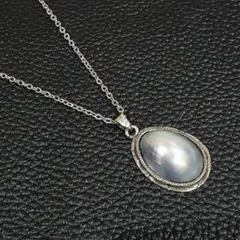 マベパール シルバー ネックレス 楕円 15mm ヴィンテージ ペンダント