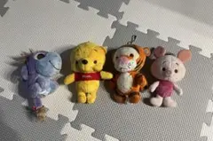 ディズニー ぬいぐるみバッジ4点セットプーさん ティガー ピグレット イーヨー