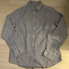 美品無印良品青と白のストライプ 長袖シャツ Sサイズ