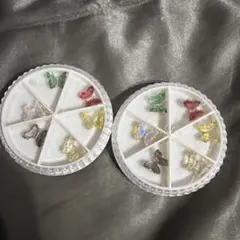 バタフライ キラキラ 2P ネイルパーツ