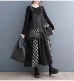 LWEA141 秋冬 大きいサイズ デニムワンピース レディース サロペット