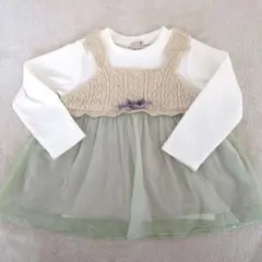 petit mainチュニック ホワイト/ベージュ/グリーン 100cm