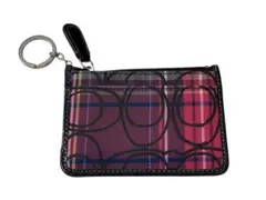 COACHコーチパスケース コインケース カードケース チェック柄 シグネチャー