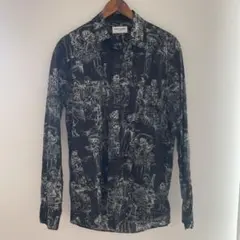 SAINT LAURENT PARIS スケルトンプリントボタンフライ長袖シャツのサムネイル