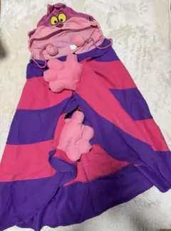 チェシャ猫 フード付きケープ　ディズニー ポンチョ　マント　フリース　マフラー