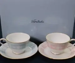 ノリタケ カップ & ソーサー レースウッドゴールド 2色ペア　2客