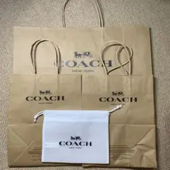 COACH ショッパー ロゴ入り紙袋セット 大一袋中二袋　不織布袋小一袋