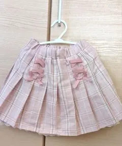 ピンク系チェック プリーツスカート