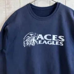 古着　長袖　スウェット 裏起毛　プリント　アメカジ ゆるだぼ