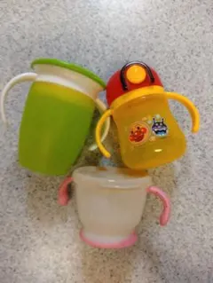 【Richell・マンチカン・アンパンマン】ストローマグ＆コップ 3個セット