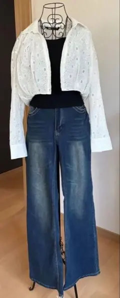 ZARA ザラ レース刺繍 ショート丈シャツ XS