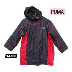 PUMA ベンチコート ジャンバー 黒/赤 フード付き
