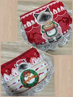 ハンドメイド　ころりんミニポーチ　コヤンイサムチョン☆クリスマスクラウディ☆
