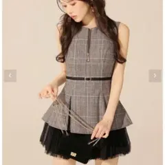 DEA. ローブドフルール チェック ベルト チュール ドレス キャバ フレア