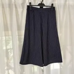 ネイビー ストライプ ワイドパンツ