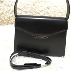 桂由美✨2wayフォーマルハンドバッグ　冠婚葬祭金具リバーシブル　本革　黒