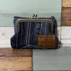 デニムリメイク　がま口ミニ財布　カードケース
