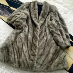 着丈100 ロイヤル サガミンク グリーンクロスミンク ファーコート 毛皮 XL