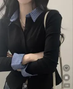 NUGU ヌグ チェック シャーリング レイヤード Tシャツ