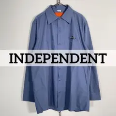 一回着用 INDEPENDENT ワークシャツ 刺繍 メンズM ブルー系