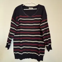 《匿名配送》【ショコラフィネローブ】【フリーサイズ】ニット　ボーダー