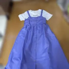 150 ラベンダー色ドッキングワンピ　ロング