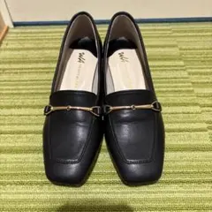 メタリックラインビットヒールローファー