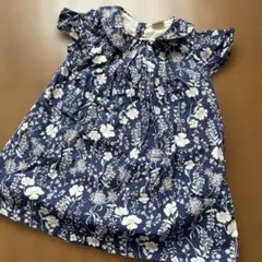 petit main プティマイン　花柄ワンピース ネイビー　90 半袖