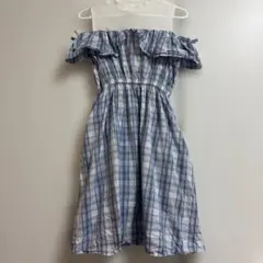 オフショルダー チェック柄 ワンピース 140