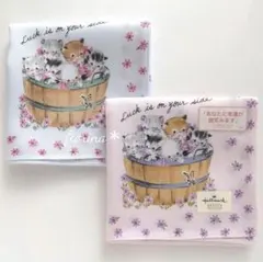 Hallmark　ホールマーク　ハンカチ　子猫　ピンク　ブルー　猫　ネコ　レア