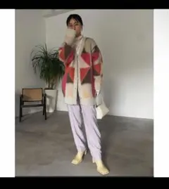 ameri COLOR BLOCK OVER KNIT CARDIGAN