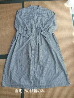 ストライプ 長袖 シャツワンピース　M