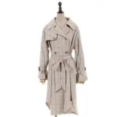 axesfemme POETIQUE チェックロングトレンチコート　茶