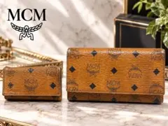 MCM ヴィセトス がま口 長財布 キーケース 2点セット キャメル 総柄