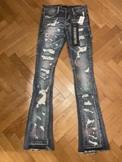 【新品】 VALABASAS フレアデニム ライトブルー サイズ29 VALABASAS ヴァラバサス フレアデニムパンツ EYEORE STACKED FLARE