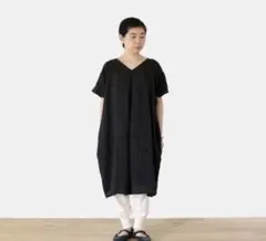 かぐれ オープンカラーギャザーワンピース リネン - メルカリ