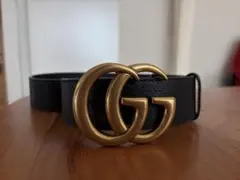 GUCCI ダブルG バックル レザーベルト ブラック 85/34 - メルカリ