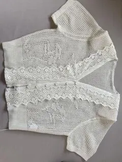 美品 透かし編み レースニットトップス アイボリー 春夏 即購入OK