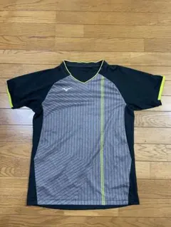 Mizuno テニス Tシャツ 黒/グレー/黄緑