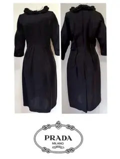 極美品 PRADA コットンミニドレス ニットワンピース ロゴ入り 定価28万 極美品 PRADA コットンミニドレス ニットワンピース ロゴ入り 定価28万