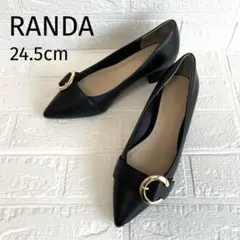【RANDA】ポインテッドトゥパンプス ゴールドバックル ブラック24.5cm