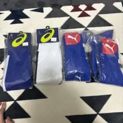 ASICS サッカーソックス M L 青 白 セット