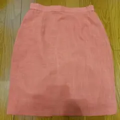 オレンジ 膝丈タイトスカート 麻　S〜Mサイズ