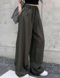Dasy ドローストリングウエストワイドパンツ