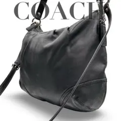【良品】コーチ　2way ショルダーバッグ　トート　レザー　黒　斜め掛けロゴ金具