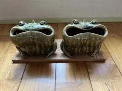 シーサー 置物 2体セット 陶器　土人形　　遺品整理　美術品　工芸　阿吽　開運 シーサー 置物 2体セット 陶器 土人形 遺品整理 美術品 工芸 阿吽 開運