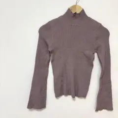 【グレイル】ハイネックフレアスリーブリブニットトップス　M　紫パープル系　上品