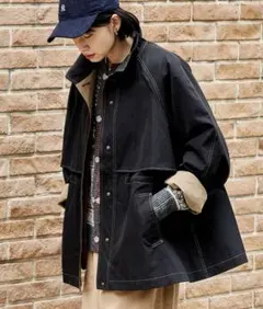 【セットアイテム】マルチウェイ ボアベスト付き 配色 テントラインコート