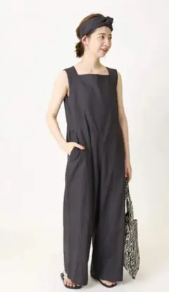 ノースリーブ オールインワン サロペット ダークグレーのサムネイル